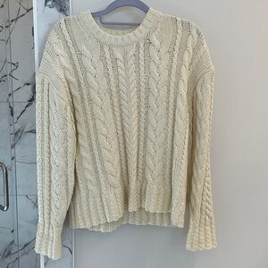 J. Crew Cable-knot Crewneck Sweater - Ivory Lace M